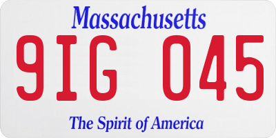 MA license plate 9IG045