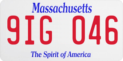 MA license plate 9IG046