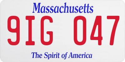 MA license plate 9IG047