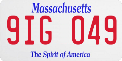 MA license plate 9IG049