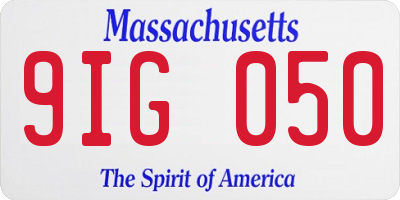 MA license plate 9IG050