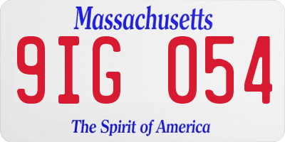 MA license plate 9IG054