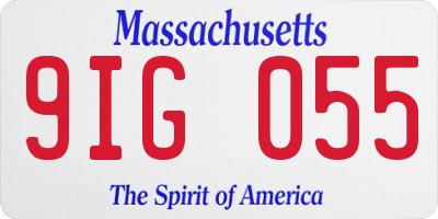 MA license plate 9IG055