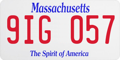 MA license plate 9IG057