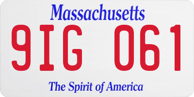 MA license plate 9IG061