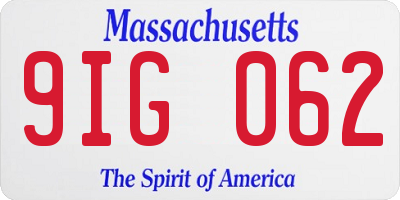 MA license plate 9IG062