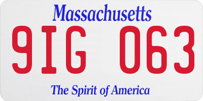 MA license plate 9IG063