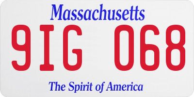 MA license plate 9IG068