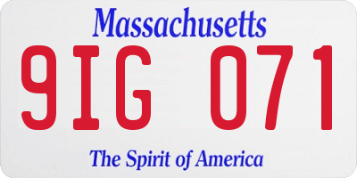 MA license plate 9IG071