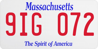 MA license plate 9IG072