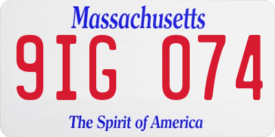 MA license plate 9IG074