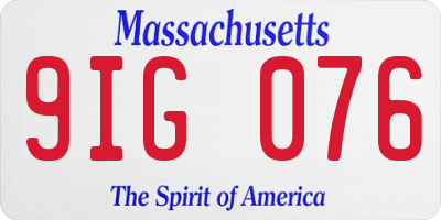 MA license plate 9IG076