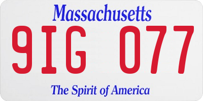 MA license plate 9IG077