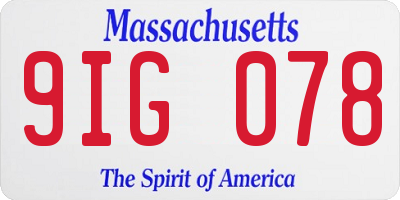 MA license plate 9IG078