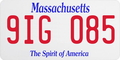MA license plate 9IG085