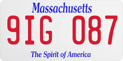 MA license plate 9IG087