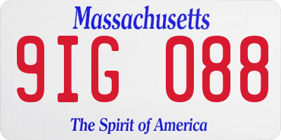 MA license plate 9IG088