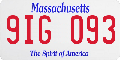 MA license plate 9IG093