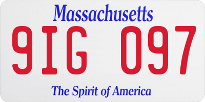 MA license plate 9IG097