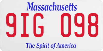 MA license plate 9IG098