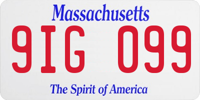 MA license plate 9IG099