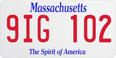 MA license plate 9IG102