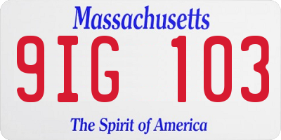 MA license plate 9IG103