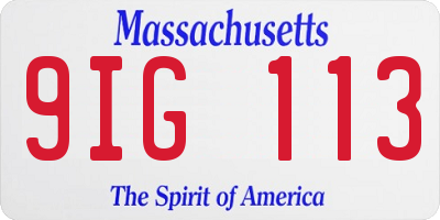 MA license plate 9IG113