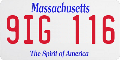 MA license plate 9IG116