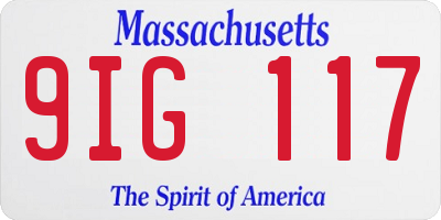 MA license plate 9IG117