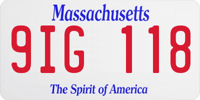 MA license plate 9IG118