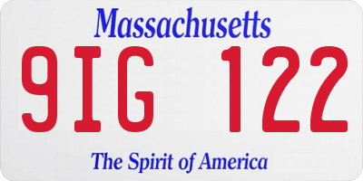 MA license plate 9IG122