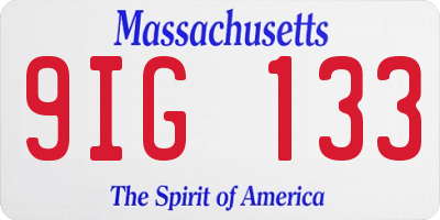 MA license plate 9IG133