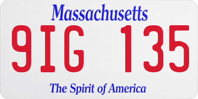 MA license plate 9IG135