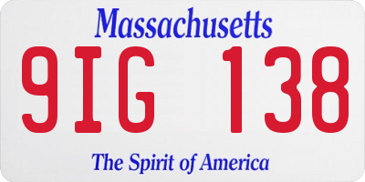 MA license plate 9IG138