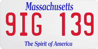MA license plate 9IG139