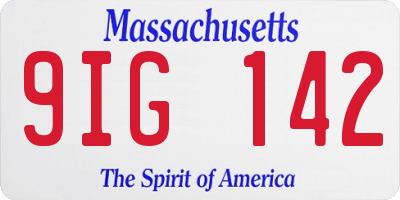 MA license plate 9IG142