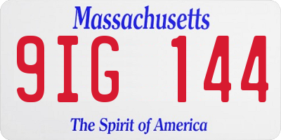 MA license plate 9IG144