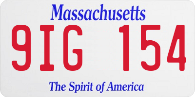 MA license plate 9IG154