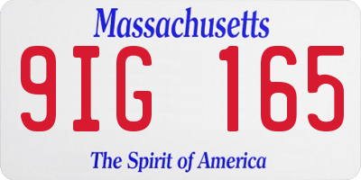 MA license plate 9IG165