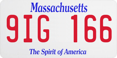 MA license plate 9IG166