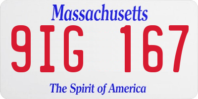 MA license plate 9IG167