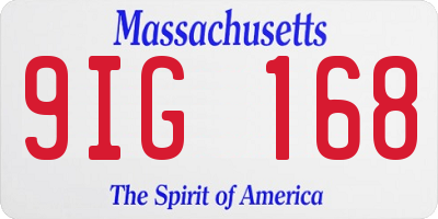 MA license plate 9IG168