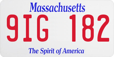 MA license plate 9IG182