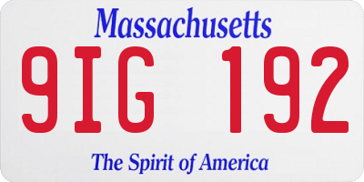 MA license plate 9IG192