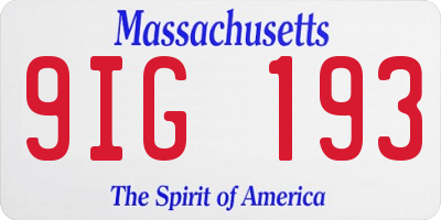 MA license plate 9IG193