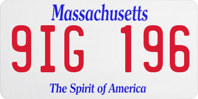 MA license plate 9IG196