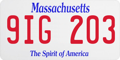 MA license plate 9IG203