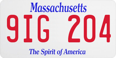 MA license plate 9IG204