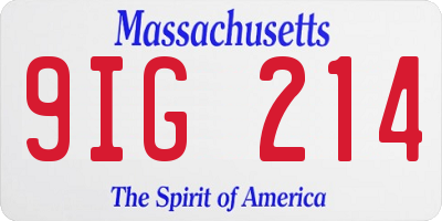 MA license plate 9IG214
